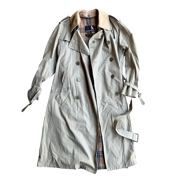 Vintage Gleneagles The Traditional Premium Tan Trench Coat Size Large 21x50 - Picture 1 of 12